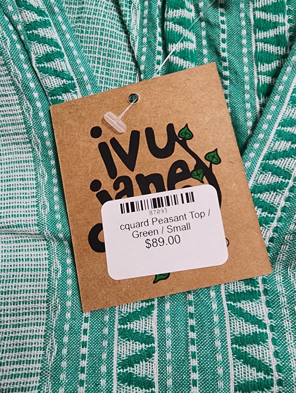 Ivy Jane Green White Oversized Peasant Top S Flowy Boho Indie Hippie NWT - Picture 4 of 5